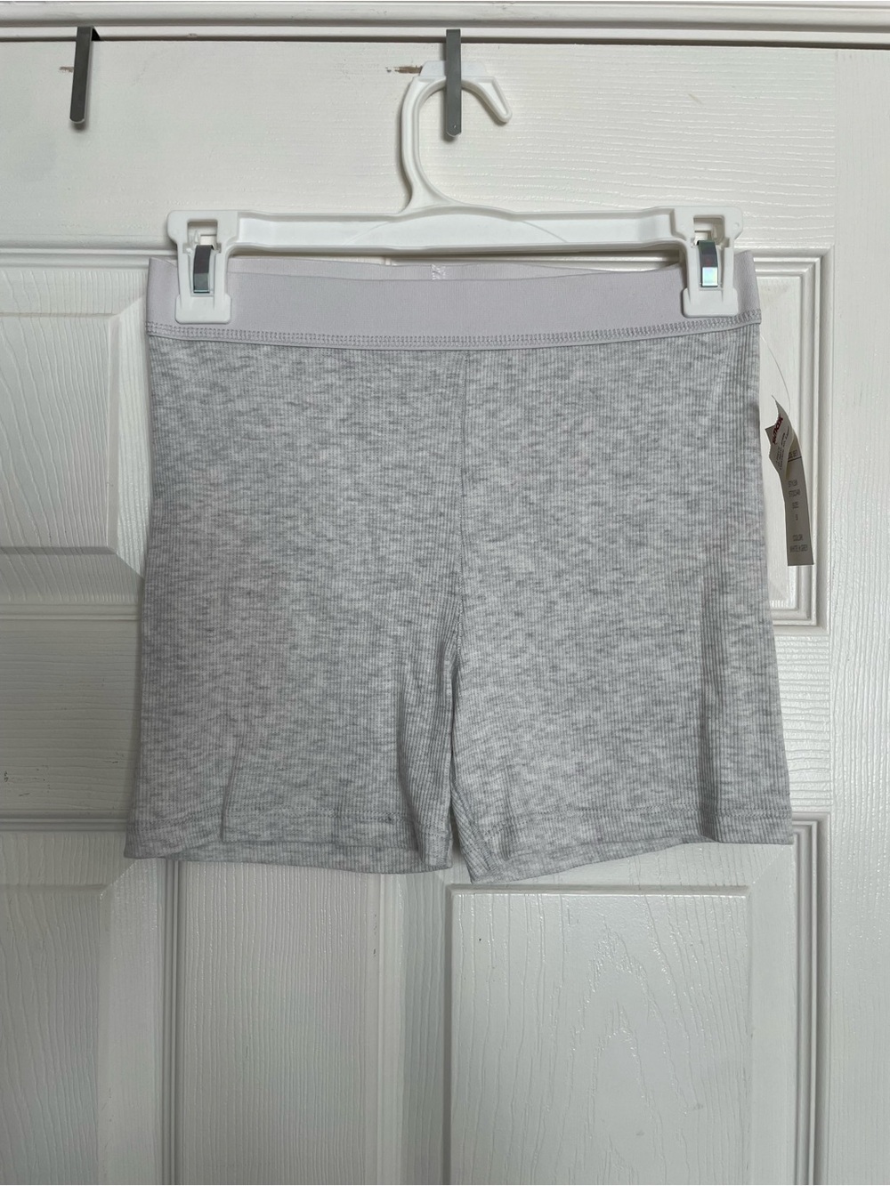 NWT Pink Rose Women's size Small Light Gray Stretch Knit Biker Shorts